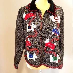 Designers Original Studio Sz  X Large P Scottie Dog Bells Christmas Sweater